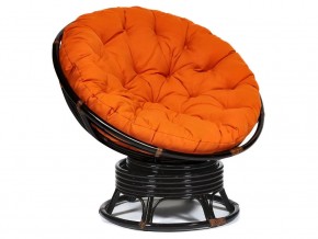 Кресло-качалка Papasan w 23/01 B с подушкой Antique brown, ткань Оранжевый в Новой Ляле - novaya-lyalya.magazin-mebel74.ru | фото