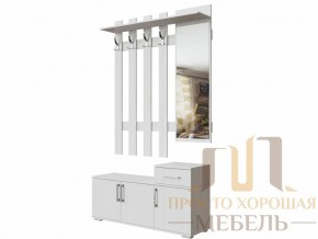 Вешалка с зеркалом 0,8 м №3 Ясень Анкор светлый в Новой Ляле - novaya-lyalya.magazin-mebel74.ru | фото